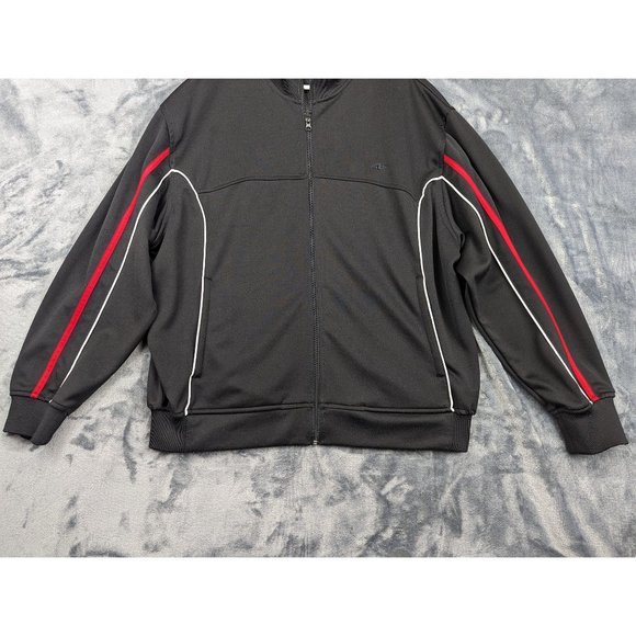 Y2K Athletic Works Track Jacket Mens L Full Zip Collared Baggy Relaxed 90s Black - Picture 5 of 13